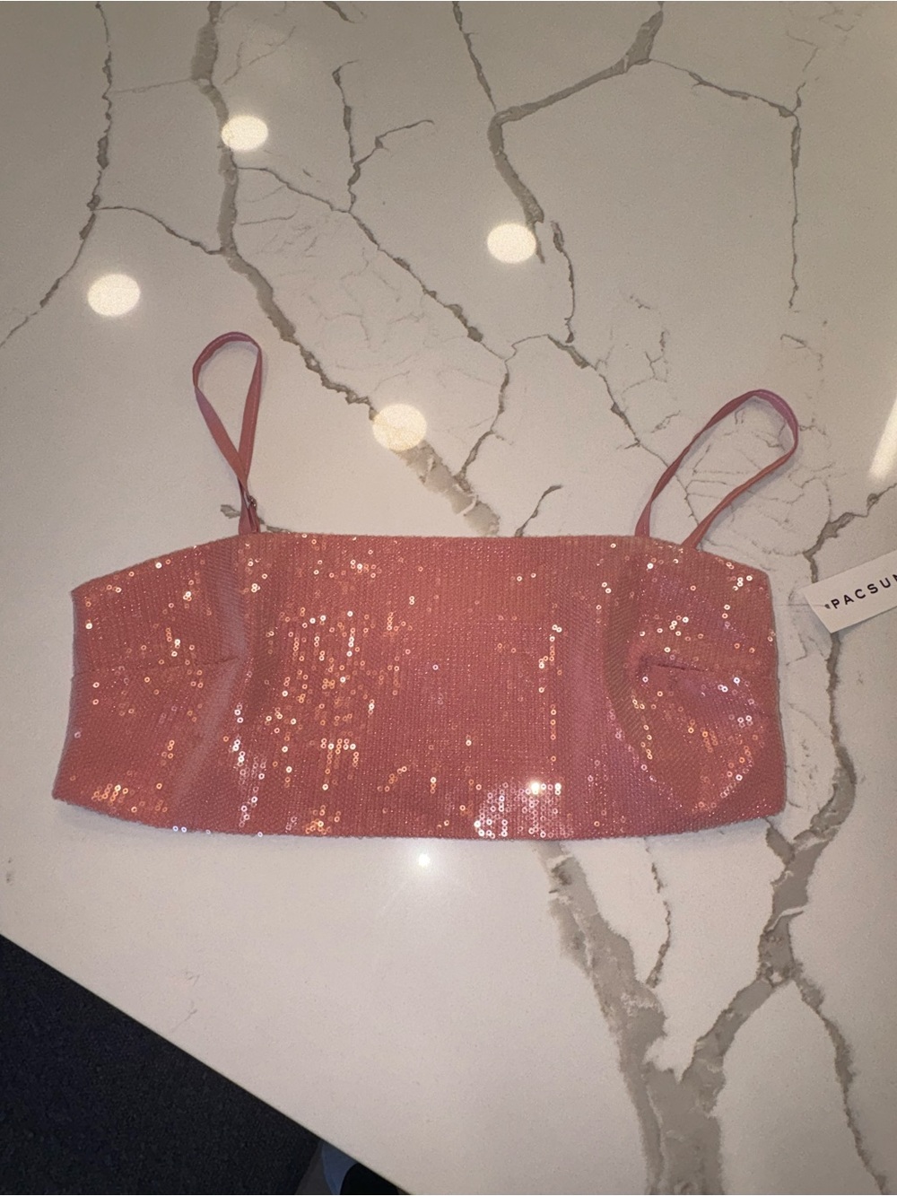 PacSun Rose Pink Sequin Crop Cami
